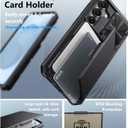 ATATOO for Samsung Galaxy S25 Case Wallet, Built-in Card Holder (3-5 Cards) [RFID Blocking] & Slide Camera Cover, Military Grade Protection, Rugged Silicone Phone Case for Galaxy S25 6.2" 2025, Black
