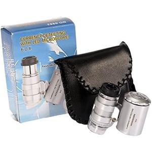 Lab Microscope Slides 60X Mini Pocket High Power Microscope Portable LED Magnifier Microscope Parts (Color : Silver, Magnification : 60X)