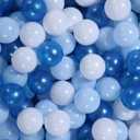 GOGOSO Ball Pit Balls for Toddler, Baby Plastic Playballs Kids Soft Pastel Pelotas Non-Toxic BPA-Free Pearl Blue+Light Blue+White 100 Balls (A Pearl Blue+Light Blue+White)