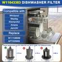 W11643383 Dishwasher Filter Compatible with Whirlpool Maytag KitchenAid MDB4949SKZ KDTM404KPS2 MDB4949SKB0 MDB9959SKZ0 MDB4949SDZ0. W11643383 Circulating Pump Filter Replace W11108699 AP7205669