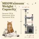 45-in Cat Tree for Indoor Cats with Built-in Laser Toy | Multi-Level Cat Tower with Plush Hammock, Cat House Scratching Posts, Cozy Condo Perch & Hanging Ball, Supports up to 22 LB, Beige