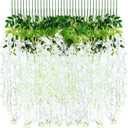 Riceshoot 240 Pcs Wedding Artificial Wisteria Hanging Flowers Floral Backdrop Garland 43.3 in/ 3.6 ft Silk Fake Wisteria Vine Rattan Long Wall String for Home Outdoor Party Decoration(Pure White)