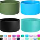 4-Pack Silicone Boot for Stanley Cup 40 30 OZ, Boots for Stanley Cups Accessories 40 30OZ,Non-Slip Rubber Bottom Protector Cover,Noise Reduction Sleeve for Quencher H2.0 / IceFlow 20oz 30oz (Olive Gree+Black+Turquoise+Blue Lagoon)