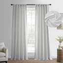 HPD Half Price Drapes Basic Faux Linen Curtains - 96 Inch Long Pair - 2 Panels - 50W x 96L - Natural Linen Curtain for Living Room, Bedroom, Dinning Room, Modern Farmhouse Drapes, Off White