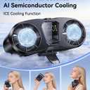 KIMMOO Dual-Motor Rechargeable Waist Fan with Ice Cooling, 25000 RPM High-Speed Neck Belt Clip-on Fan with 10 Gears, LED Display & Flashlight, Hands-Free Personal Fan for Work Outdoor Travel, Black, Small