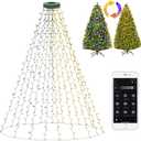 Dreicht Smart Christmas Tree Lights with Ring, APP Control Music Sync 6.56Ft x 16 Lines String 400 LED Indoor Outdoor with DIY scenarios 17 Modes Multicolor Timing for Christmas Tree Decorations