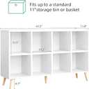 Flrrtenv 8-Cube Bookshelf 2 Tier Modern Bookcase with Legs, 11in Shelf Opening, 47" Wood Bookshelves Storage Organizer Shelf, Freestanding Open Book Shelves for Bedroom Living Room Office, White