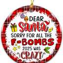 Funny Ornament 2025  Adult Humor Ornament, Dear Santa Sorry for All The F-Bombs 2025 was Crazy  Adult Humor Holiday Decoration, Gag Gift, White Elephant, Secret Santa Stocking Stuffer