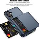 Nvollnoe for Samsung S24 Plus Case with Card Holder Dual Layer Heavy Duty Protective Case Hidden Card Slot Slim Wallet Case for Samsung S24 Plus 6.7''(Blue)