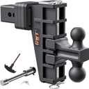 Dual-Ball Adjustable Trailer Hitch(2"&2-5/16"), Fits 2-Inch Receiver, 6 Inch Drop/Rise Drop Cushioned Hitch, 25,000 LBS GTW-Tow Hitch for Truck, Solid Ball Mount, Black, Heavy Duty