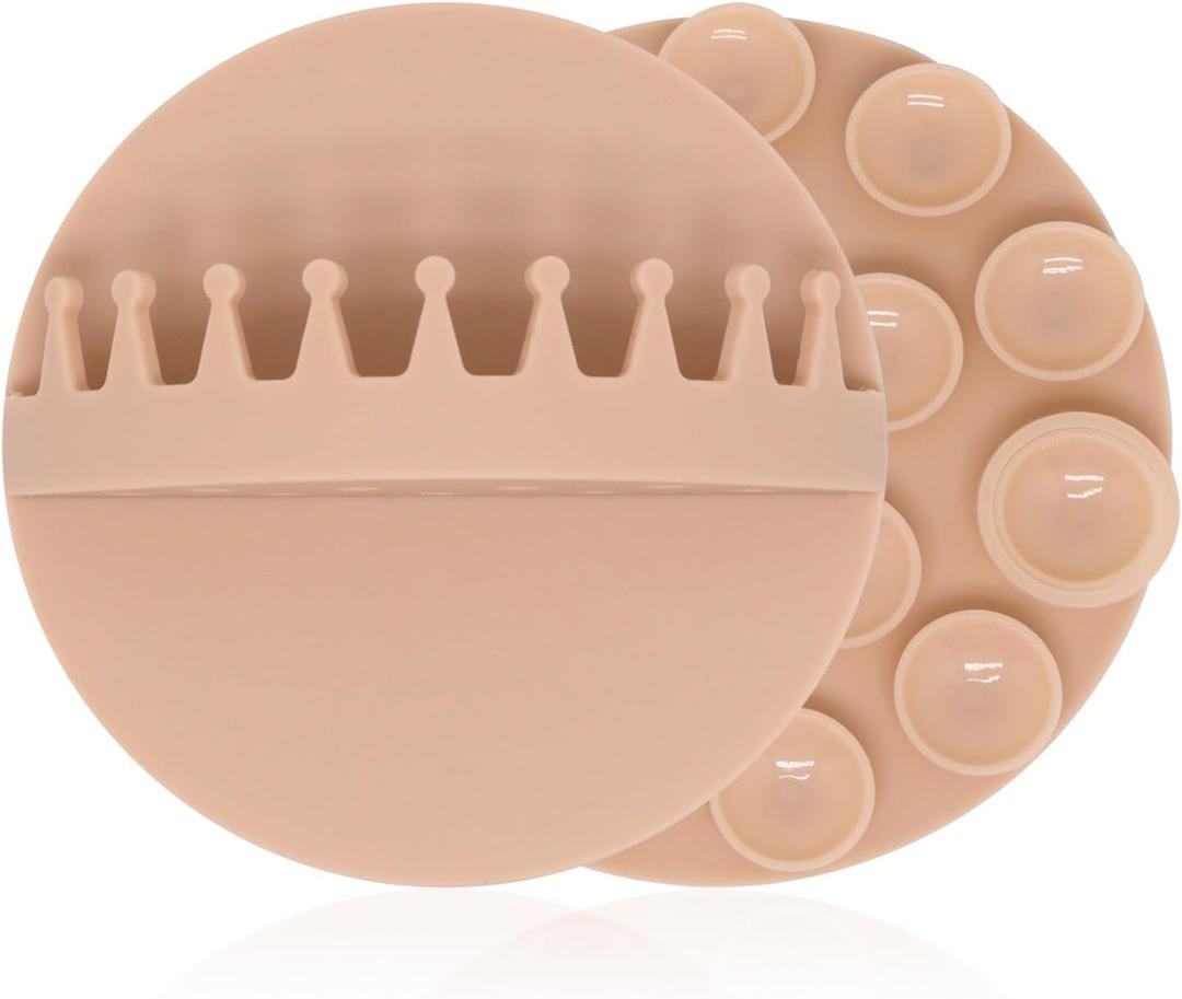 2pcs Shower Hair Catcher Wall, Suction Hair Collector for Shower, Reusable Silicone Grabber Catcher Trap for Drain Bath (Beige)