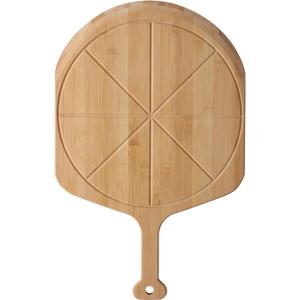 Fiery Chef 14 Bamboo Pizza Peel - Lightweight Smooth Wooden Pizza Paddle and Pizza Cutting Board with 8 Slice Grooves, Outdoor Pizza Oven Accessories, 21.6 Inch x 14 Inch