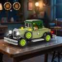 Vintage Classic Car Model Building Set with Light for Adults Boys Girls (1297 PCS), Antique Cars Model Home Office Collection, Retro Classic Car Building Toy