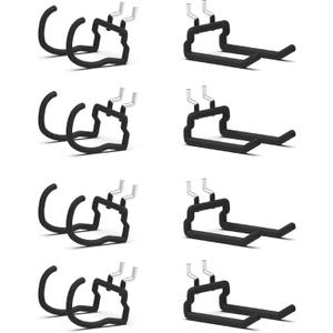 HUHOLE 8 Pack Pegboard Drill Holder and Utility Hooks Set Heavy Duty Vinyl Coated Pegboard Tool Holder for Power Tools Hammer and Cords Fits Standard 1/4 Inch Pegboard Organizer Accessories