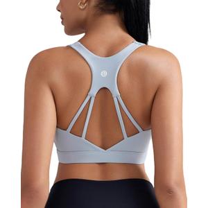RUNNING GIRL High Impact Sports Bras for Women, High Support Running Adjustable Sports Bra Molded Cup Strappy Sports Bras (Gray, S)