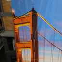 5 Piece San Francisco Blue Sky Golden Gate Bridge at Dusk Canvas Wall Art for Bedroom,Califonia Foggy Cityscape Painting Decor,Bracket Fixed Ready to Hang