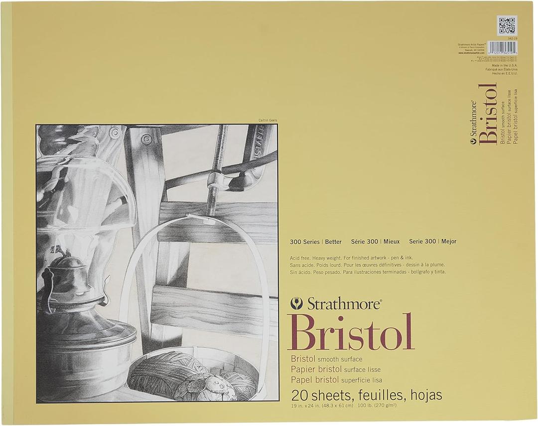 Strathmore 300 Series Bristol Smooth Pad, 19"x24" Tape Bound, 20 Sheets