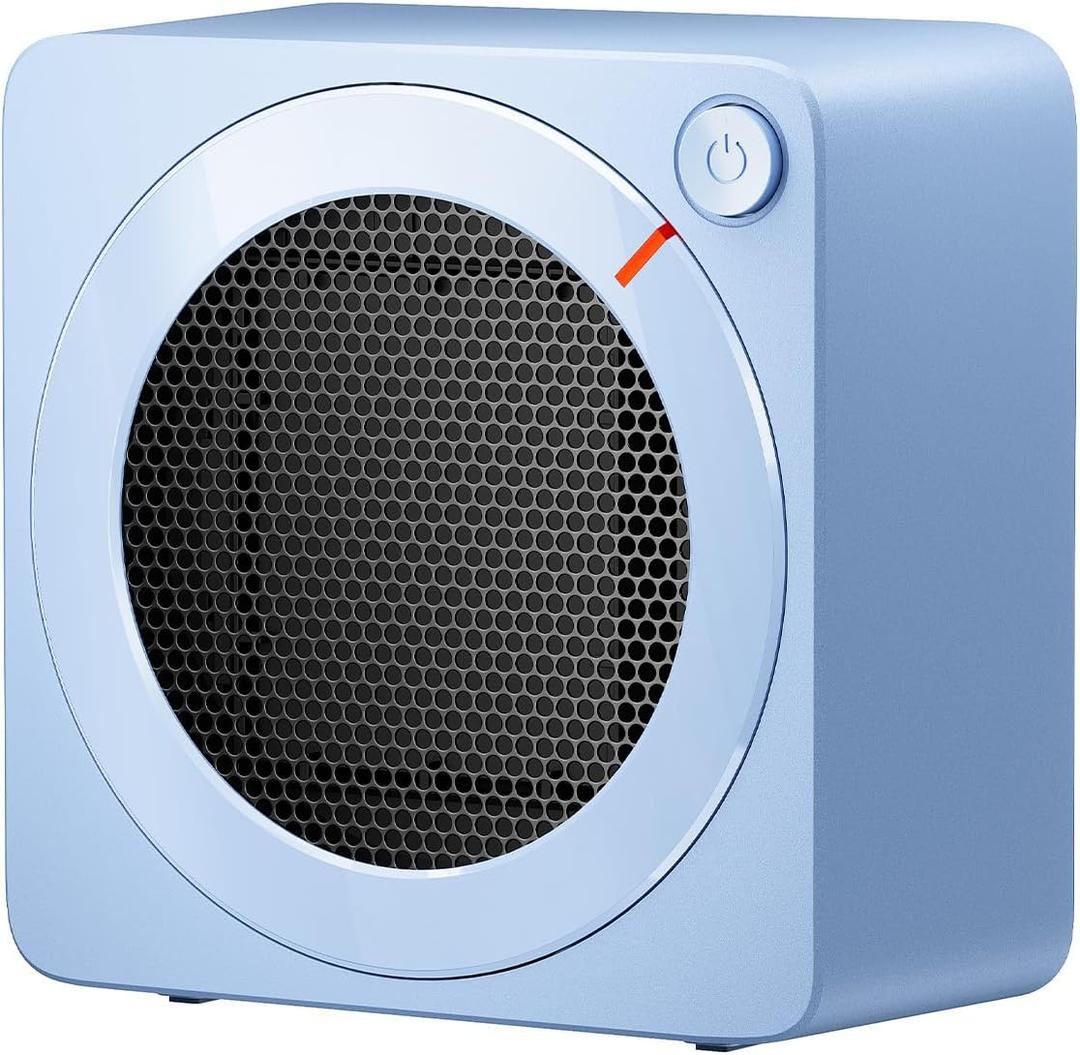 Gaiatop Mini Space Heater, Lightweight PTC Ceramic Fast Heating 500W Energy Efficient for Indoor Use, Overheating & 45 Tip-Over Protection, Portable Desk Electric Heaters for Office Home Blue
