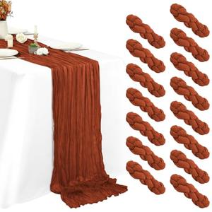 14 Packs Terracotta Gauze Boho Cheese Cloth Table Decor - 20"x70" Rustic Wedding & Party Table Runner