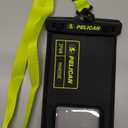 Pelican Marine - IP68 Waterproof Phone Pouch (Regular Size) Floating Waterproof Phone Case - Beach Cruise Ship Travel Essentials - Works with All Phones - Detachable Lanyard - Black/Hi-Vis Yellow