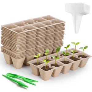 200 Cells Seed Starter Tray, 20 Pcs Biodegradable Plant Starter Peat Pots(Including T-Type Labels & Starter Tools) Eco-Friendly Gardening Supplies, No Transplant Needed