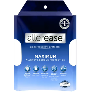 AllerEase Maximum Pillow Cover Protector, Standard/Queen - Zippered, Allergen and Bedbug Barrier