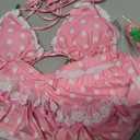 haikyuu Women Strawberry Bikini Set Vintage Polka Dots Swimsuit Kawaii Cute Bathing Suit Y2k Swimwear (Pink, S)
