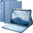 Harvopu Compatible for iPad Air 11-inch/Air 5th 4th Generation Case with Keyboard - Backlit Wireless Detachable, Folio Cover with Pencil Holder for iPad Air 11 Inch M4/M3/M2, Air 5/ Air 4 (Blue)
