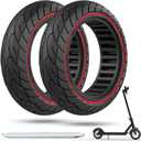 Cooryda 60/70-6.5 Scooter Tire, 10x2.50 Solid Scooter Tire 10 inch Electric Rubber Tubeless Scooter Wheels for Ninebot G30 Max/G30D 10x2.5 Front or Rear Replacement Solid Tires 2pc Red, AC-2PCS Red L