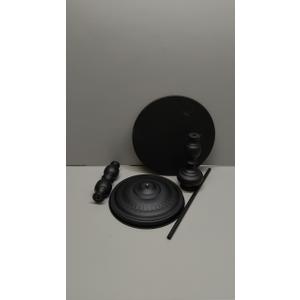 Metal Small End Table,Vintage Matte Black Round Side Table Nightstand for Bedside or Sofa,Small Accent Pedestal Table for Living Room Corners Bedroom Patio and bar (Matte Black)