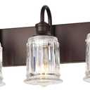 LIROUVET Farmhouse Bathroom Vanity Light Fixtures, 3-Lights Oil Rubbed Bronze Bathroom Lights Over Mirror, Clear Glass Shades Vanity Light Above Mirror (Bulb not Include)