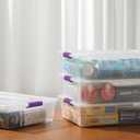 Novelinks Clear Plastic Storage Bins with lids, Stackable Storage Containers, Durable Craft Storage Boxes, Organization Containers for Home Office (10 Quart 4 Pack Purple)