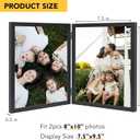 Double 8x10 Picture Frame Hinged Folding Vertical Stand for Tabletop Display, Wood Two Opening 8x10 Double Photo Frame Collage with Shatter Resistant Plexiglass, Black
