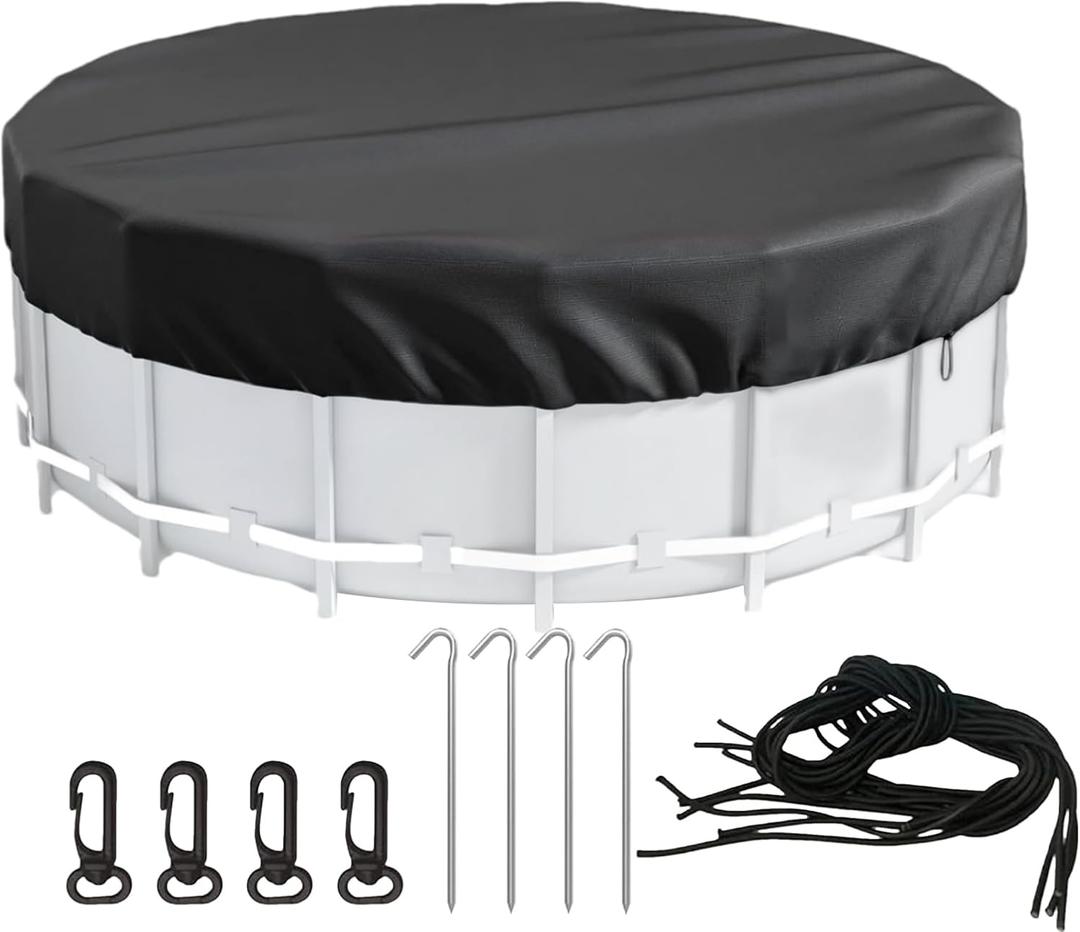 Round Pool Cover| Inground Pools Covers Summer Protector| Waterproof, Dustproof Hot Tub & Solar CovVer, CoverR Accessories for Enhanced Stability | Oxford Cloth (Refer to description, 8FT)