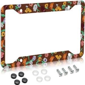 License Plate Frame for Car,Flower Piano Surprise Song Plate Frame with Screws for Standard Us Canada License Plate Holder, Stainless Steel Car Accessories 12x6 Inch