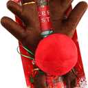 Premium Reindeer Car Kit, Cute Auto Decoration Set with Antlers & Nose, Reindeer Kit for Vehicle Window Roof & Front Grille (Coffee)