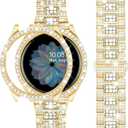 SUPOIX Band with Case Compatible for Samsung Galaxy Watch 8/7/6 40mm 44mm, 20mm Women Bling Replacement Strap & PC Protective Bumper Face Cover for Galaxy Watch 8/7/6 (Size Optional)