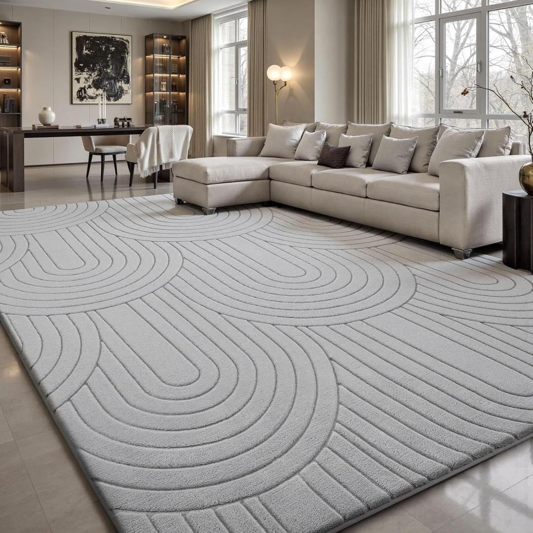 Sour Lemon 8x10 Area Rugs for Living Room, Soft Large Area Rug Modern Annualrings Rugs Machine Washable Area Rug, Non-Slip Rug Carpet for Bedroom Under Dining Table Home Office Decor