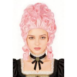 Colonial Wigs for Women Pink Victorian Court Vintage Wig Baroque Fluffy Beehive Wigs Halloween Costume Party Dress Wig