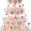 Cupcake Stand, 4-Tier Round Acrylic Cupcake Display Stand Dessert Tower Pastry Stand for Wedding Birthday Theme Party- 15.7 Inches (Transparent)