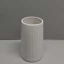 White Ceramic Vase for Flowers, Large Modern White Vase for Home Decor, Decorative Vase for Living Room, Office, Mantel, Bookshelf, Dining Table, 8 inches