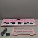 Kids Keyboard Piano, 61 Light-up Key Electric Piano Musical Learning Toy for Beginners with Microphone, Music Stand, Notekey Sticker, Birthday Xmas Gift for 3-10 Years Old, Pink, 26.8 Inches X 7.9 Inches X 2.2 Inches