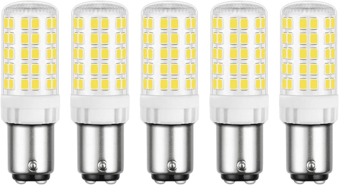 BA15D LED Bulb, 50W Equivalent, 120 Volt, Daylight 6000K, Dimmable, Double Contact Bayonet Base, 5W 600 Lumen, 5-Pack