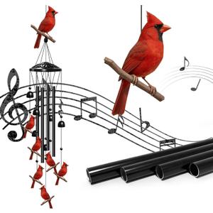 Cardinal Wind Chimes for Outside, Cardinal Gifts for Women/Men/Mother/Father, Metal Windchimes for Birthday/Christmas/Thanksgiving, Cardinal Decor for Patio, Garden,Yard, Home