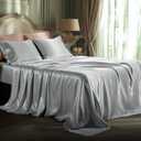 Satin Sheets Queen Size - 4 Piece Silky Bedsheets Good for Hair &Skin(Queen, Silver Grey)