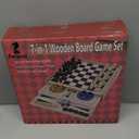 Juegoal 7-in-1 Wooden Board Game Set for Kids Adults, Tabletop Combo Classic Travel Portable Board Games (Chess, Checkers, Chinese Checkers, Backgammon, Parcheesi, Snakes and Ladders, Tic Tac Toe)