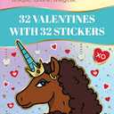 Afro Unicorn 32 VALENTINES WITH 32 STICKERS, 4 pack