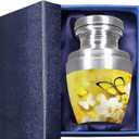 M MEILINXU Small Urn for Ashes for Women or Man, Keepsake Urns for Human Ashes Female & Male, Mini Decorative Urns, Miniature Cremation Container, Yellow Butterfly and Flowers - Little Urn