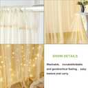 Champagne Sheer Curtains with Lights String Tulle Curtain for Living Room Bedroom Parites Wedding Birthday Decorations 2 Panels 60" W84 L