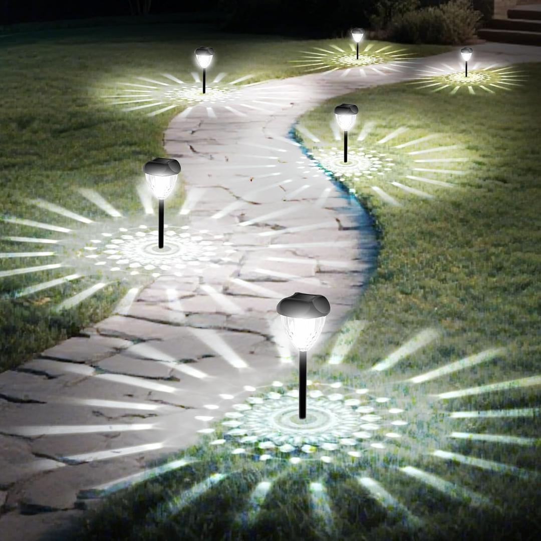 Ensenior 12-Pack Solar Lights Outdoor, 14.17" Auto ON/Off 6500K LED Solar Garden Lights for Pathway, Yard, Patio, Walkway, Planter, Waterproof, Energy-Efficient Landscape Lighting (Cool White)